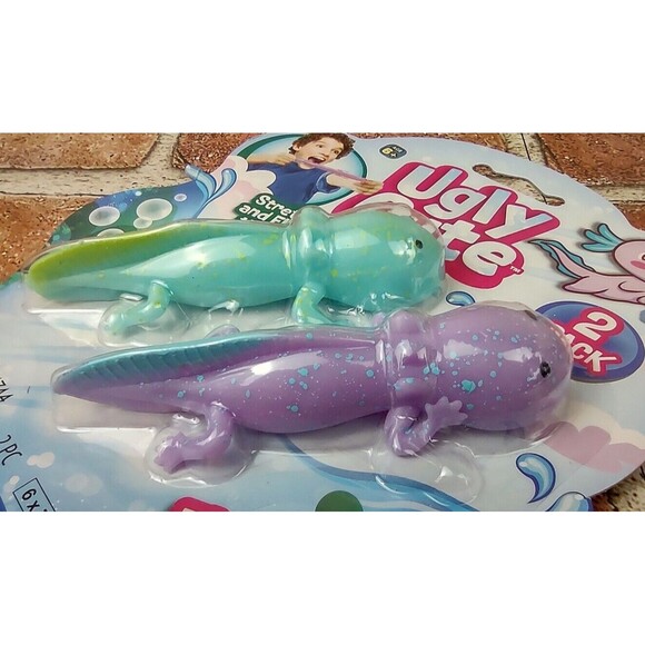 Fling Figures Squishy Ja-Ru Flyin' Axolotis Ugly Cute Animal Sretchy Toy 2 pack - Picture 1 of 16